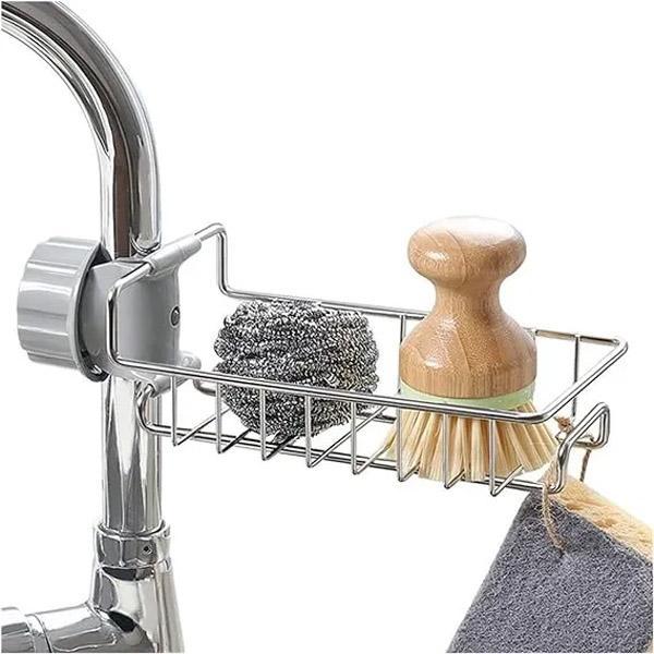 Stainless Steel Adjusting Multifunctional Kitchen Faucet Sponge Holder Durable And Convenient Storage Solution For Everyday Use