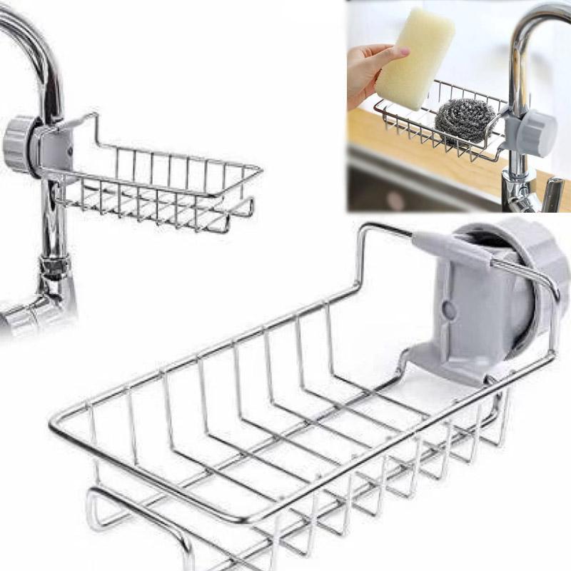 Stainless Steel Adjusting Multifunctional Kitchen Faucet Sponge Holder Durable And Convenient Storage Solution For Everyday Use
